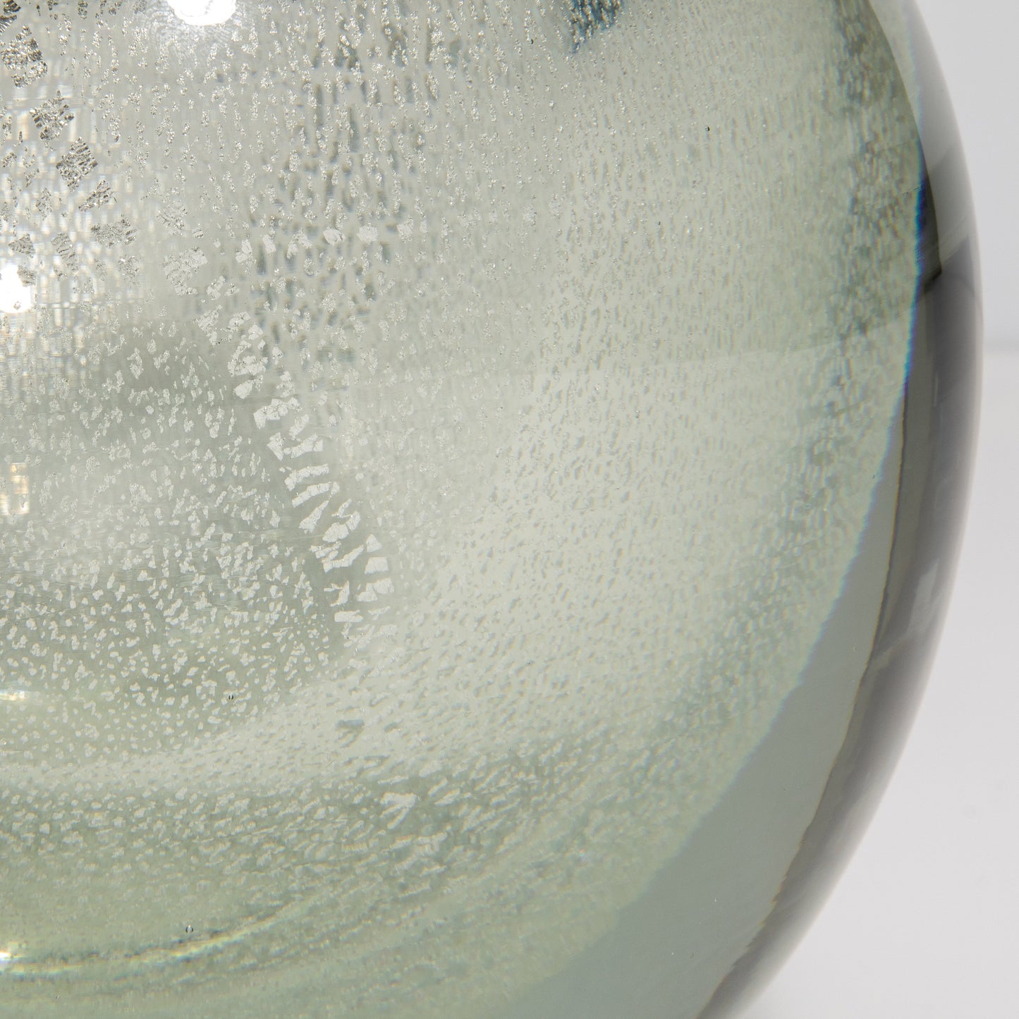 Murano Sphere Vase in Clear with Silver Flecks
