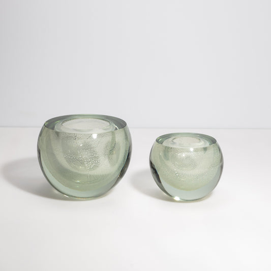 Murano Sphere Vase in Clear with Silver Flecks