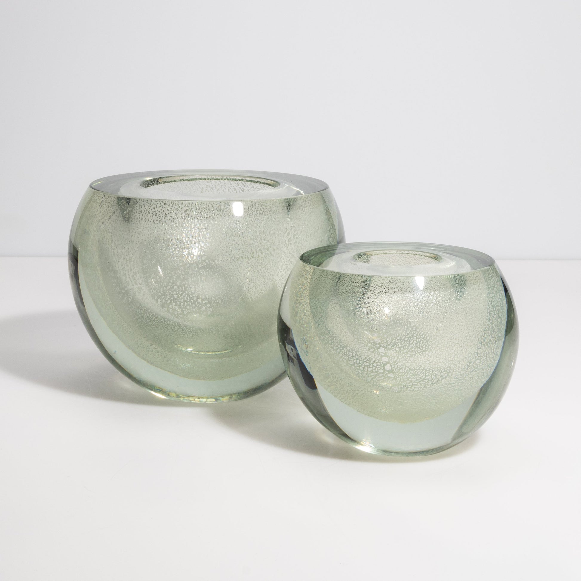 Murano Sphere Vase in Clear with Silver Flecks