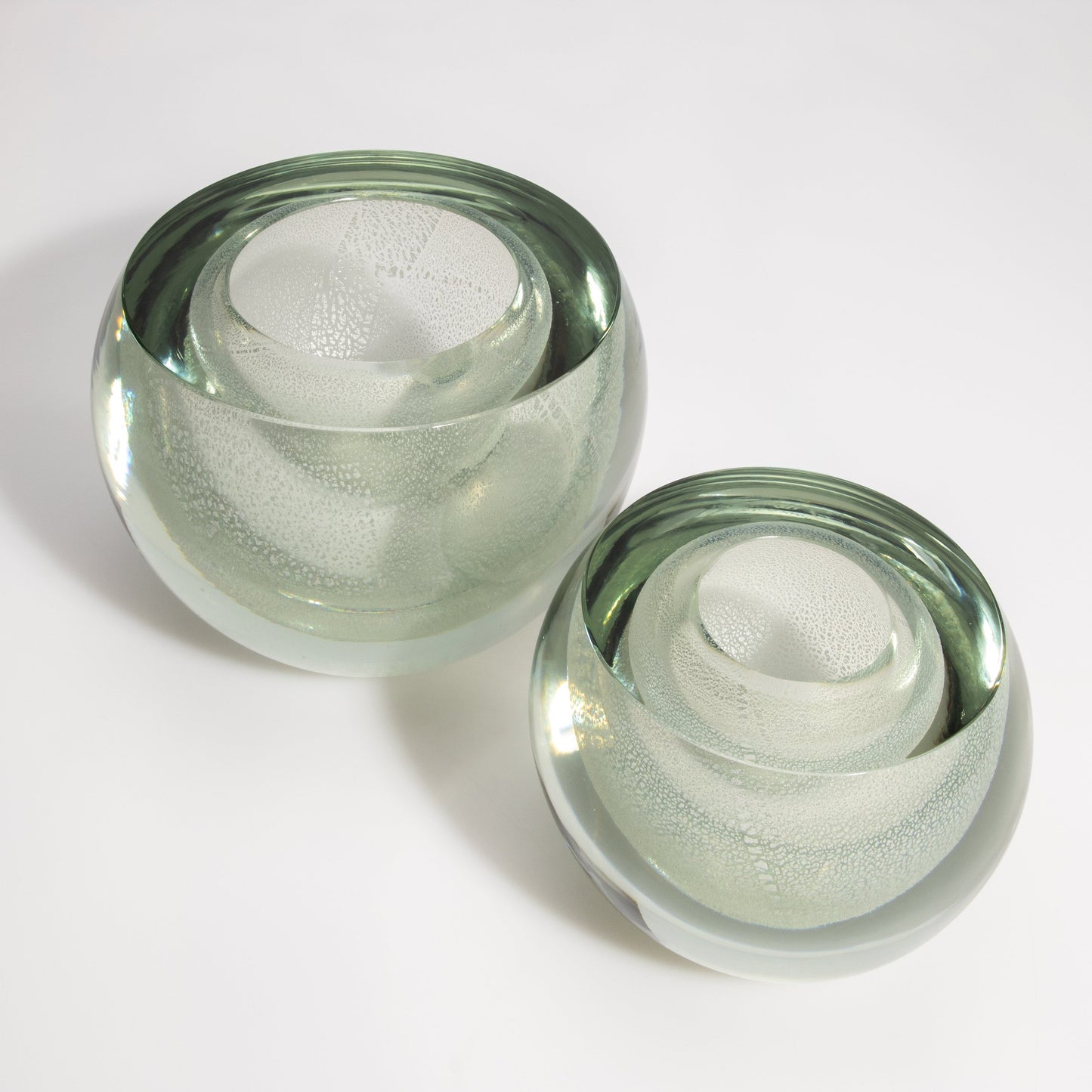 Murano Sphere Vase in Clear with Silver Flecks