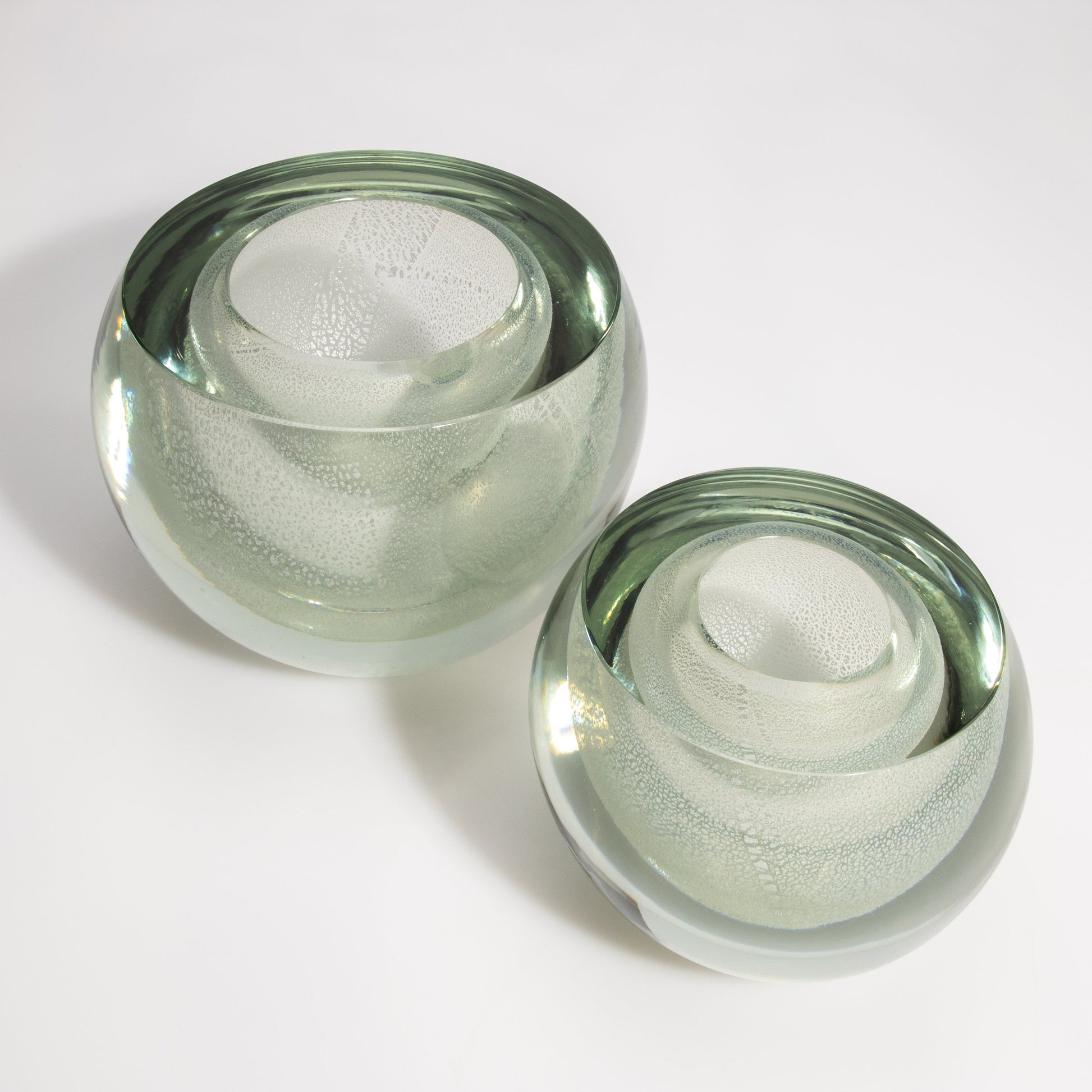Murano Sphere Vase in Clear with Silver Flecks