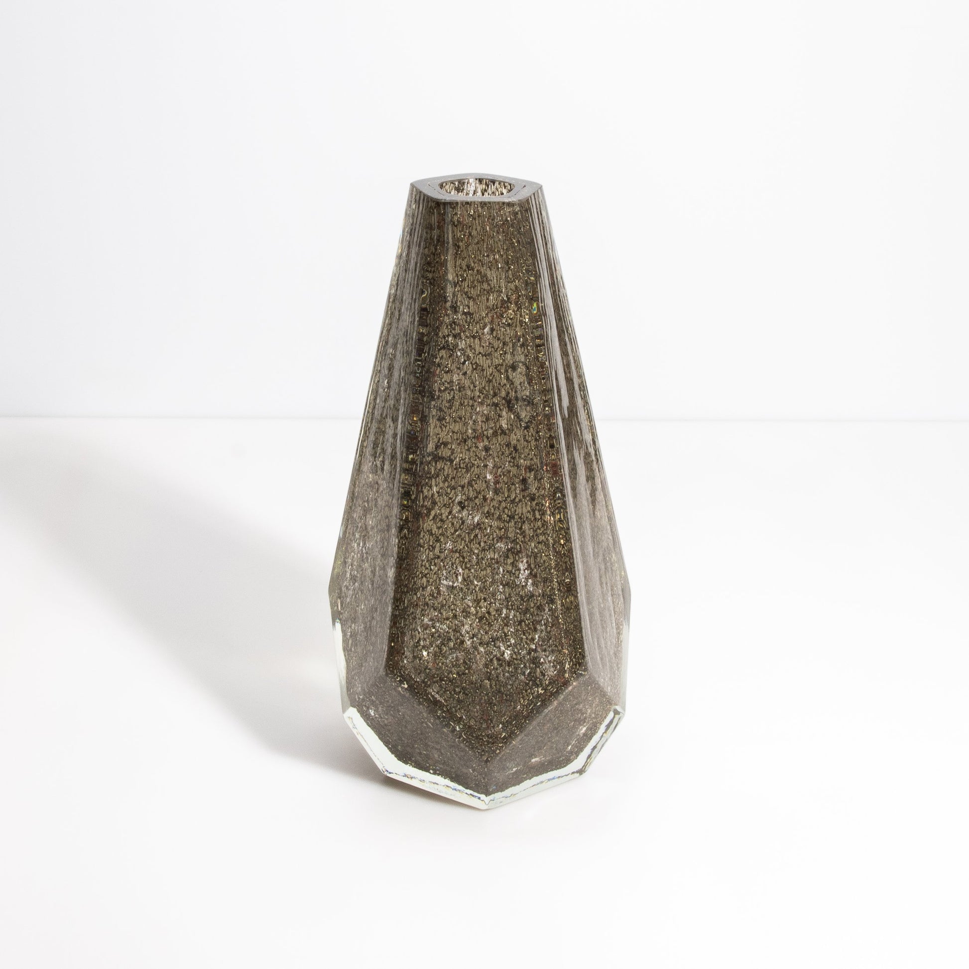 Murano Pentagonal Vase in Clear with Brass Flecks