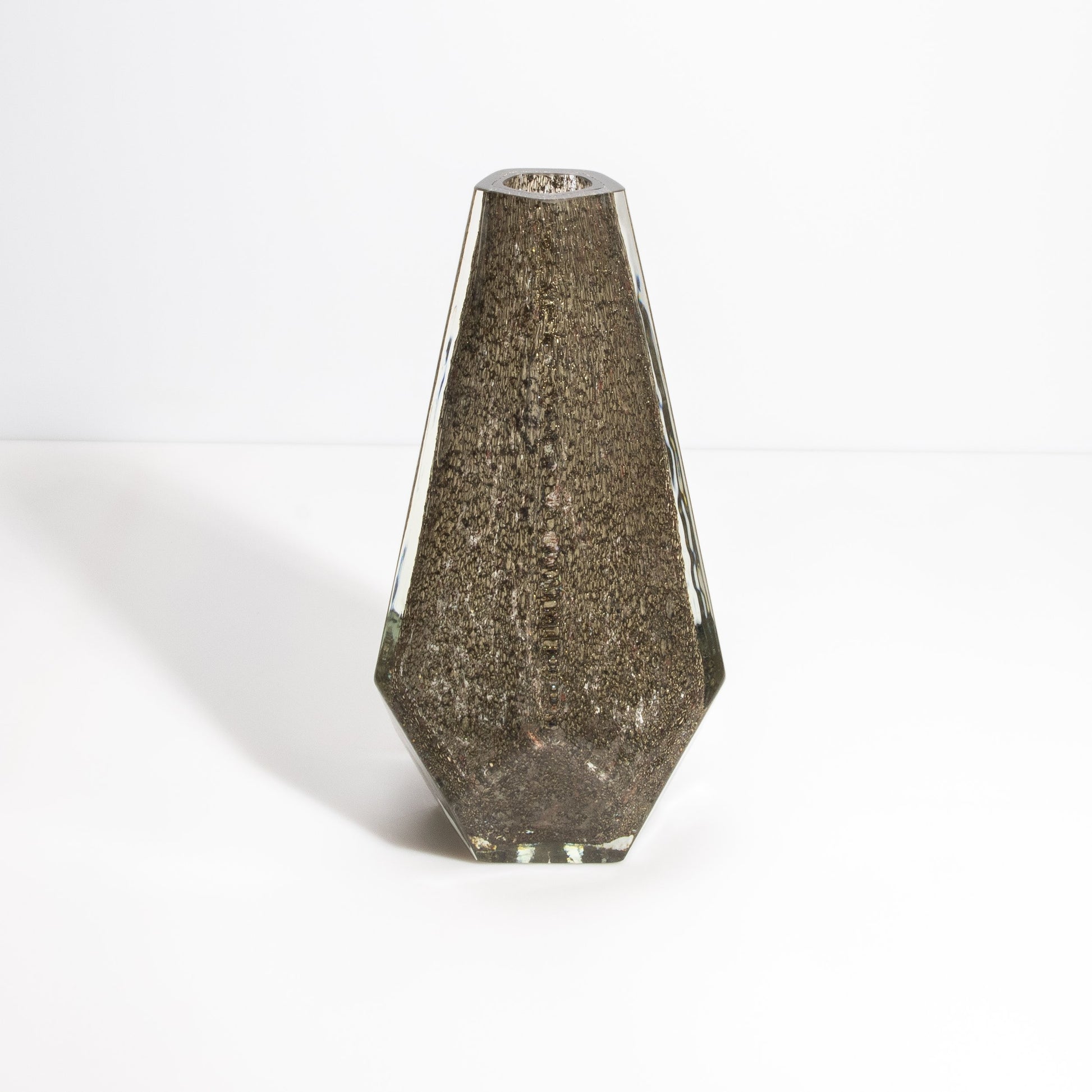 Murano Pentagonal Vase in Clear with Brass Flecks