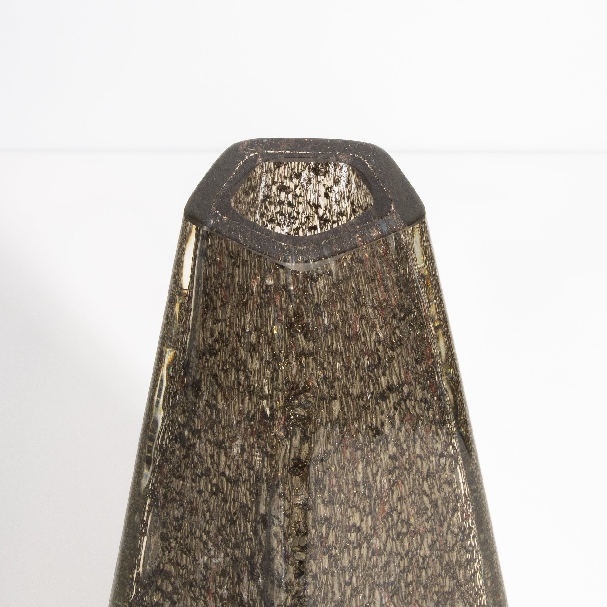 Murano Pentagonal Vase in Clear with Brass Flecks