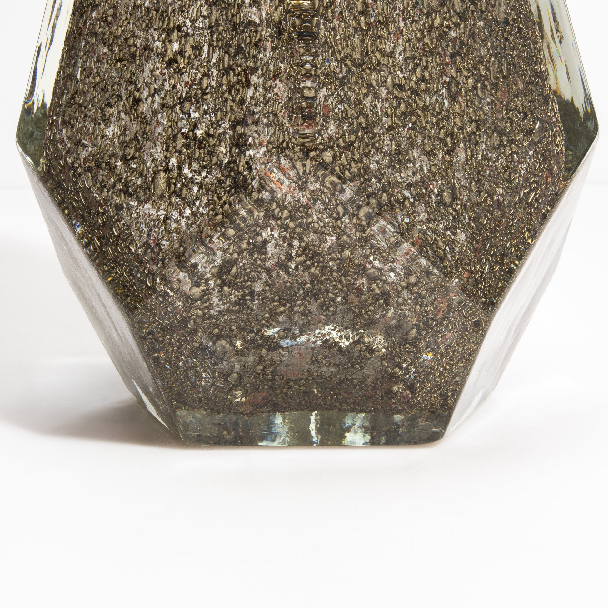 Murano Pentagonal Vase in Clear with Brass Flecks