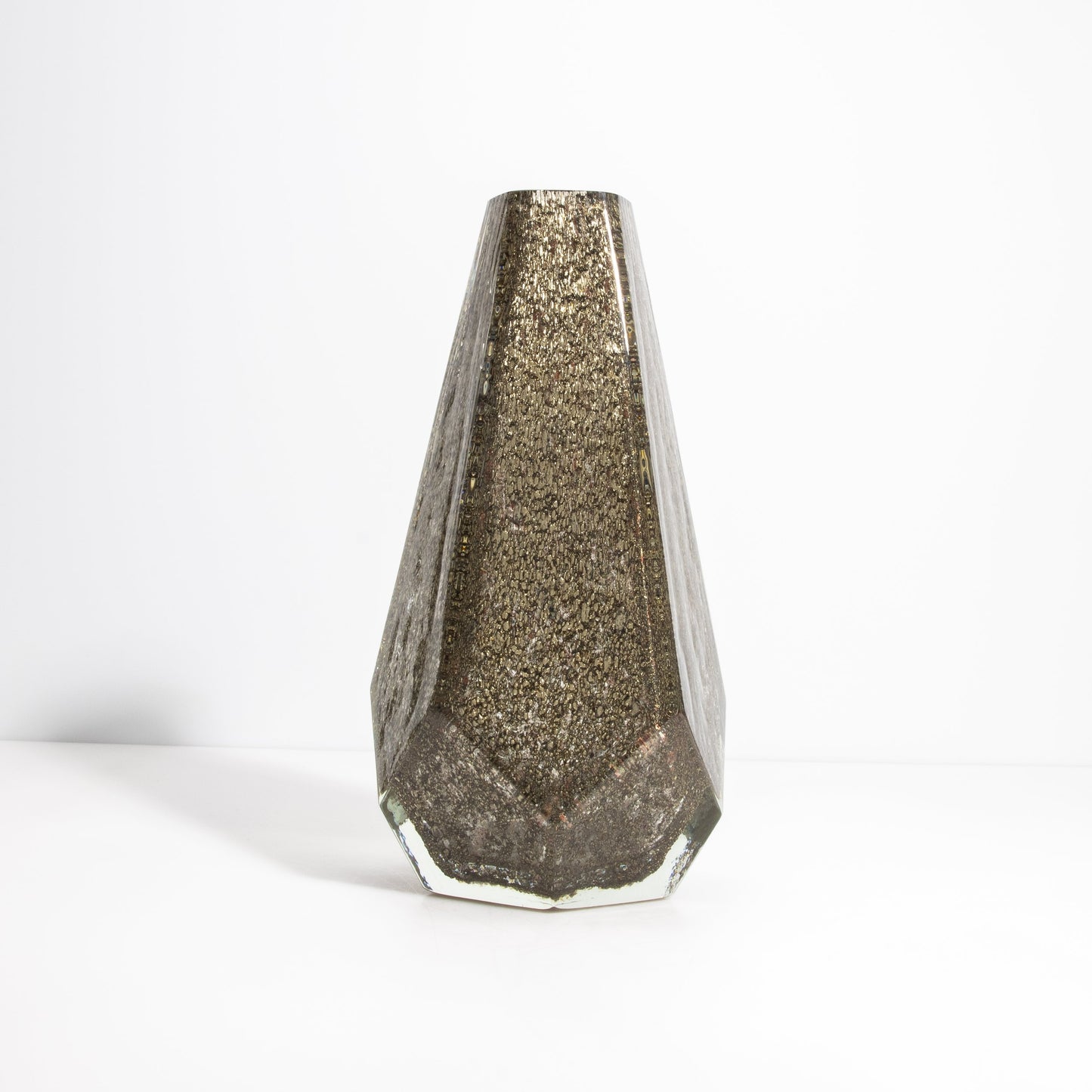 Murano Pentagonal Vase in Clear with Brass Flecks