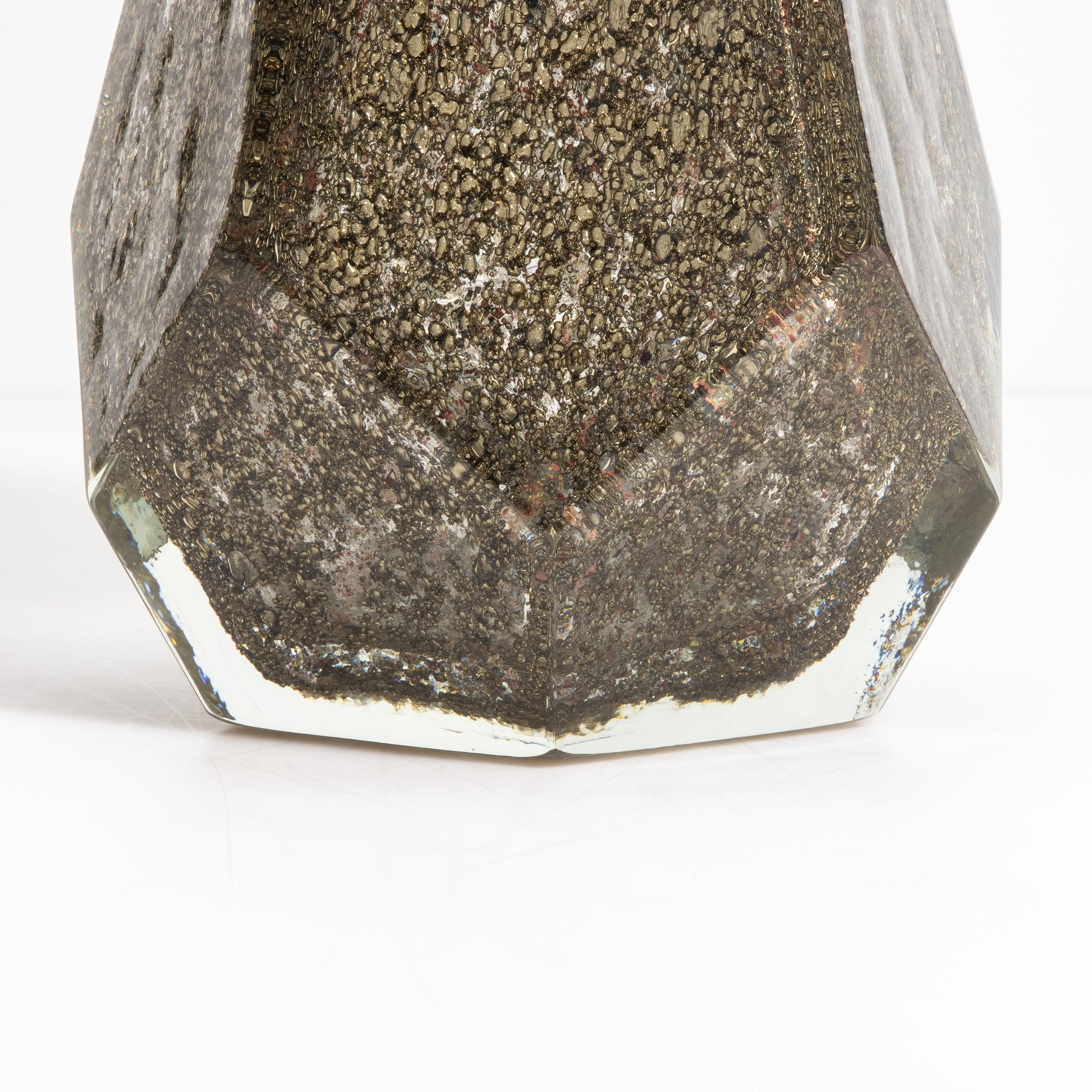 Murano Pentagonal Vase in Clear with Brass Flecks