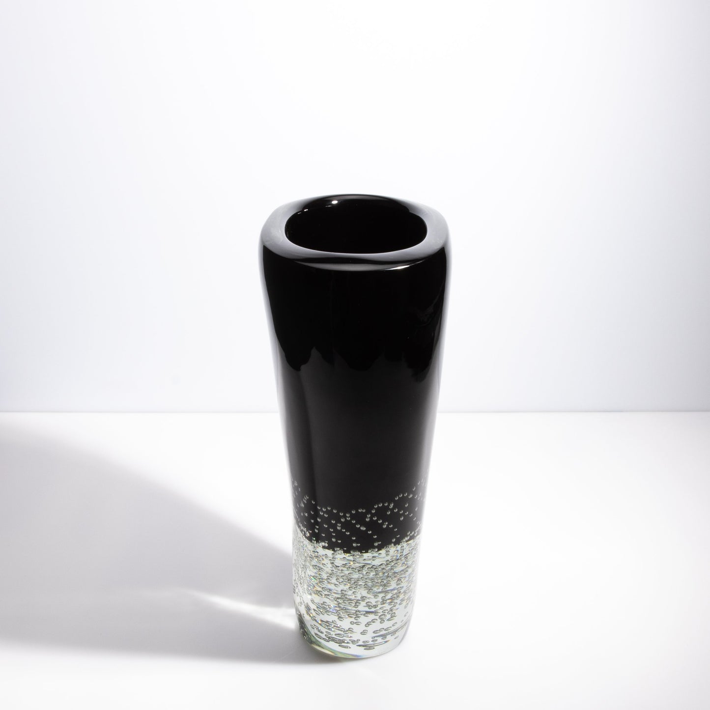 Murano Massiccio Vase with Bubbles in Black Onyx and Clear
