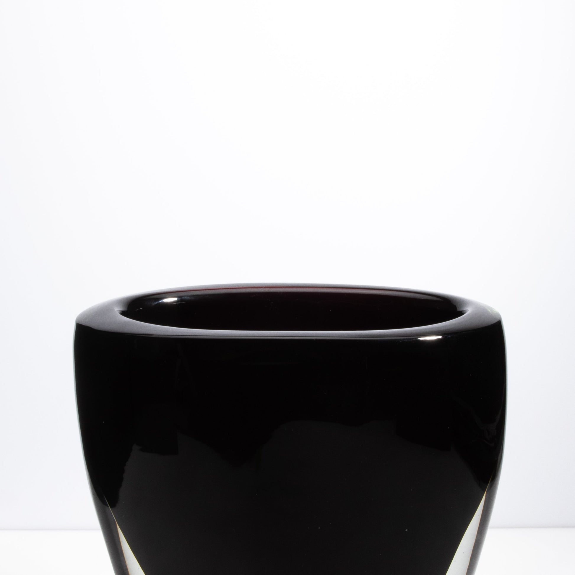 Murano Massiccio Vase with Bubbles in Black Onyx and Clear