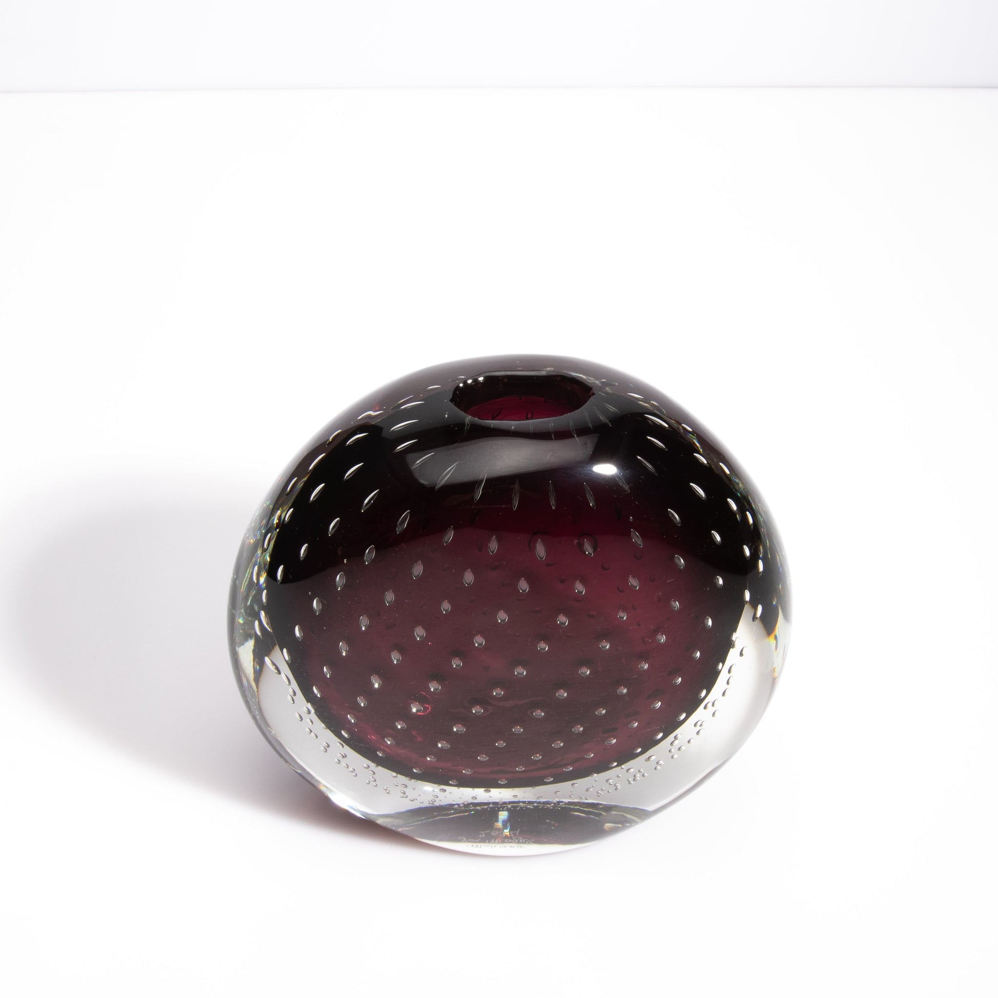 Murano Pois Vase with Bubbles in Amethyst