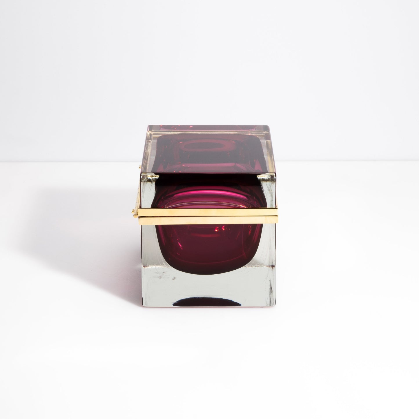 Murano Box with Brass Fittings in Ruby