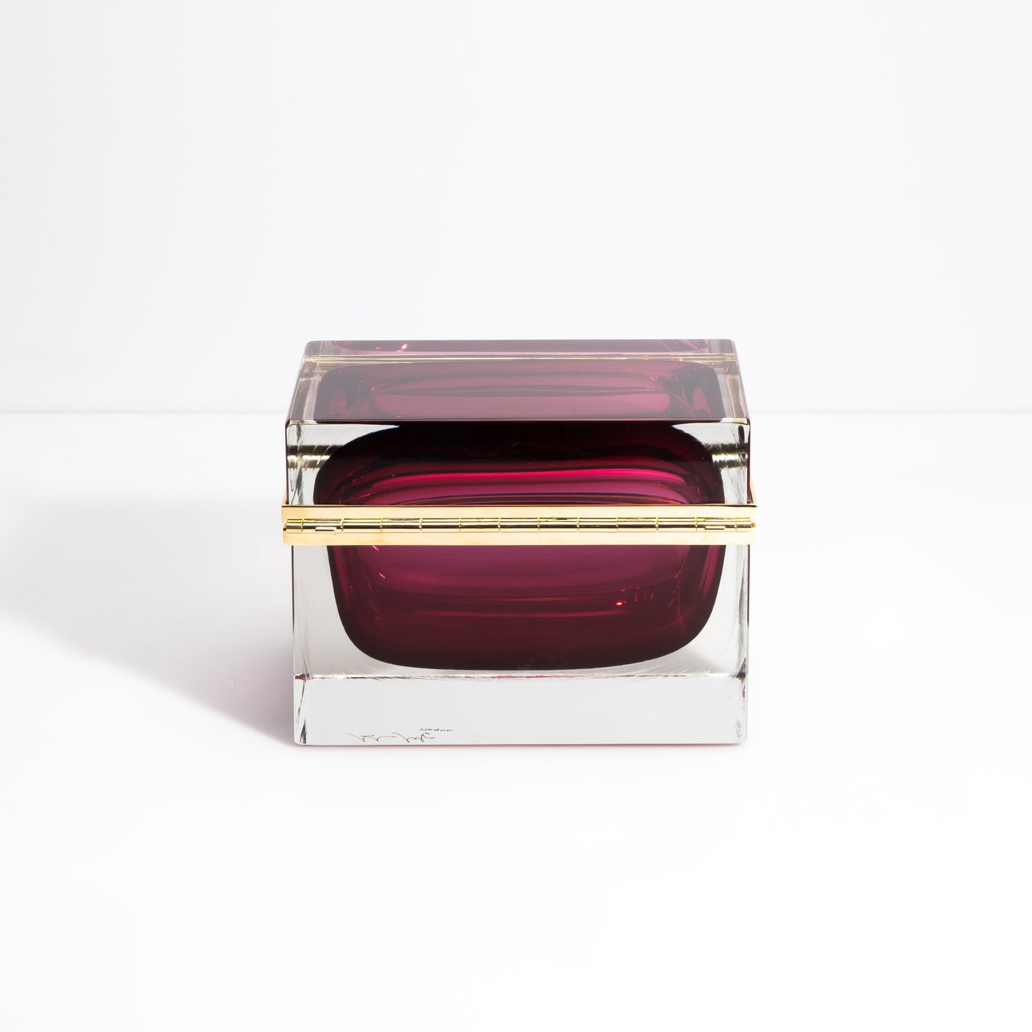 Murano Box with Brass Fittings in Ruby