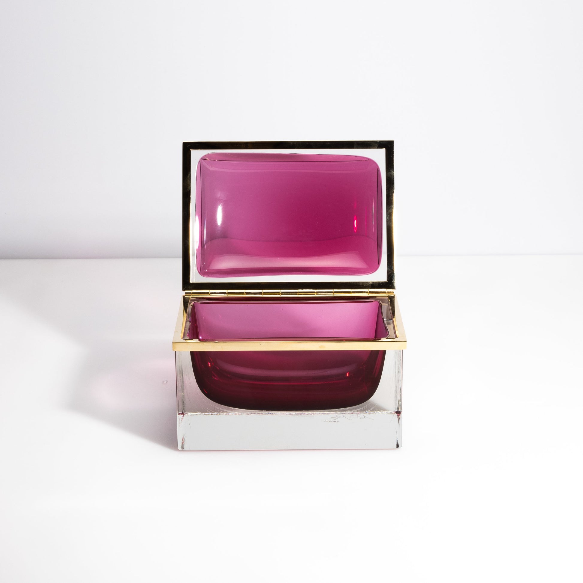 Murano Box with Brass Fittings in Ruby