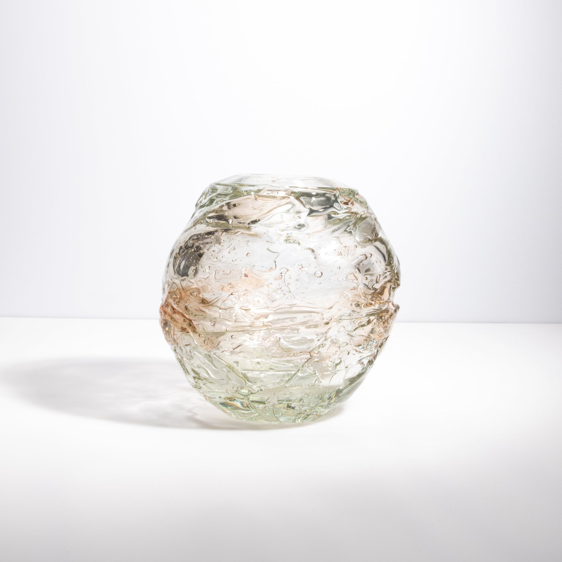 Murano Globe Vase in Clear with a Hint of Rose