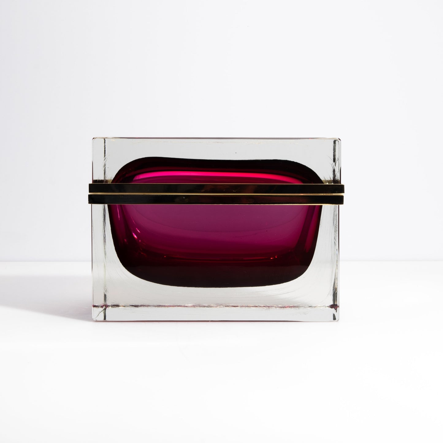 Murano Box with Brass Fittings in Ruby