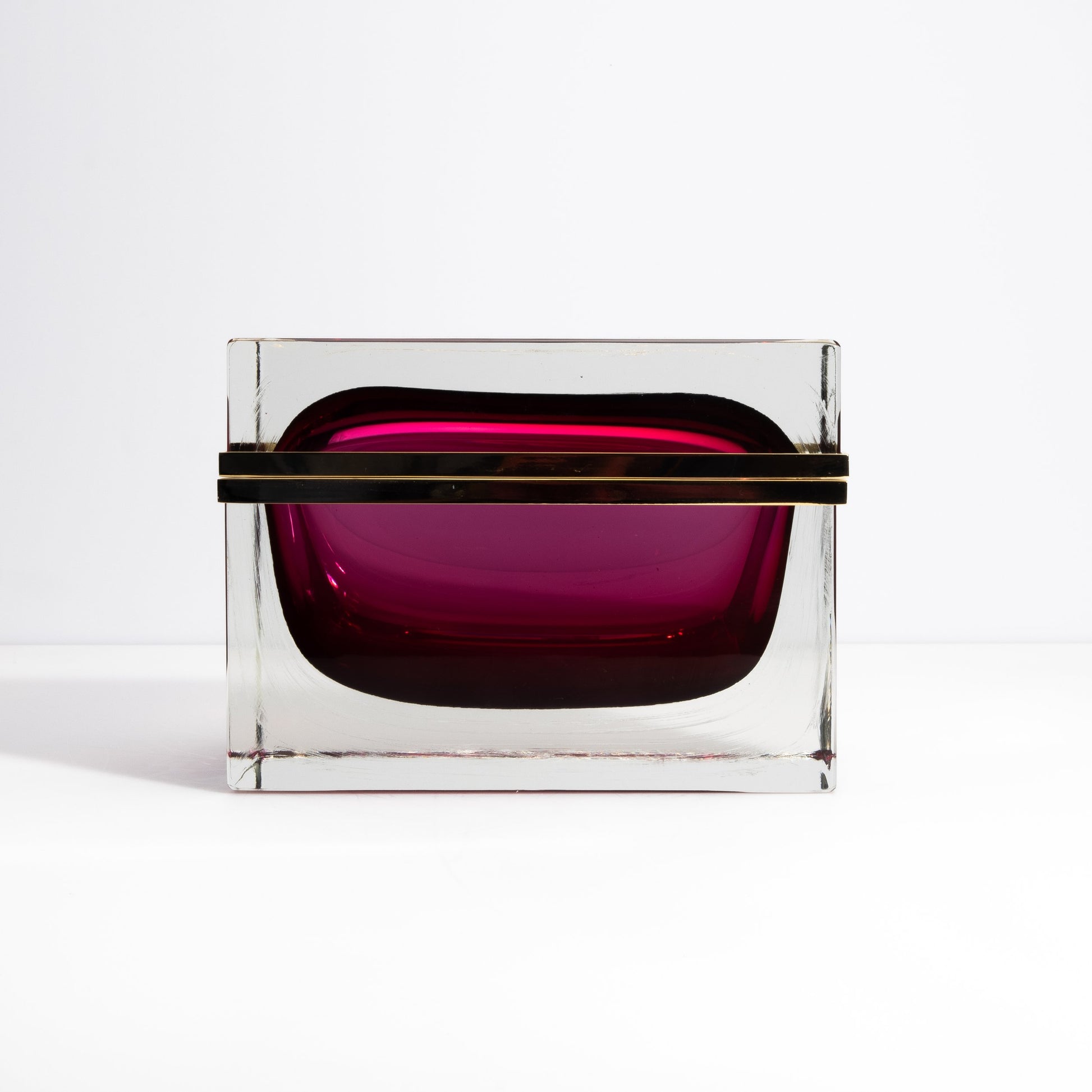 Murano Box with Brass Fittings in Ruby