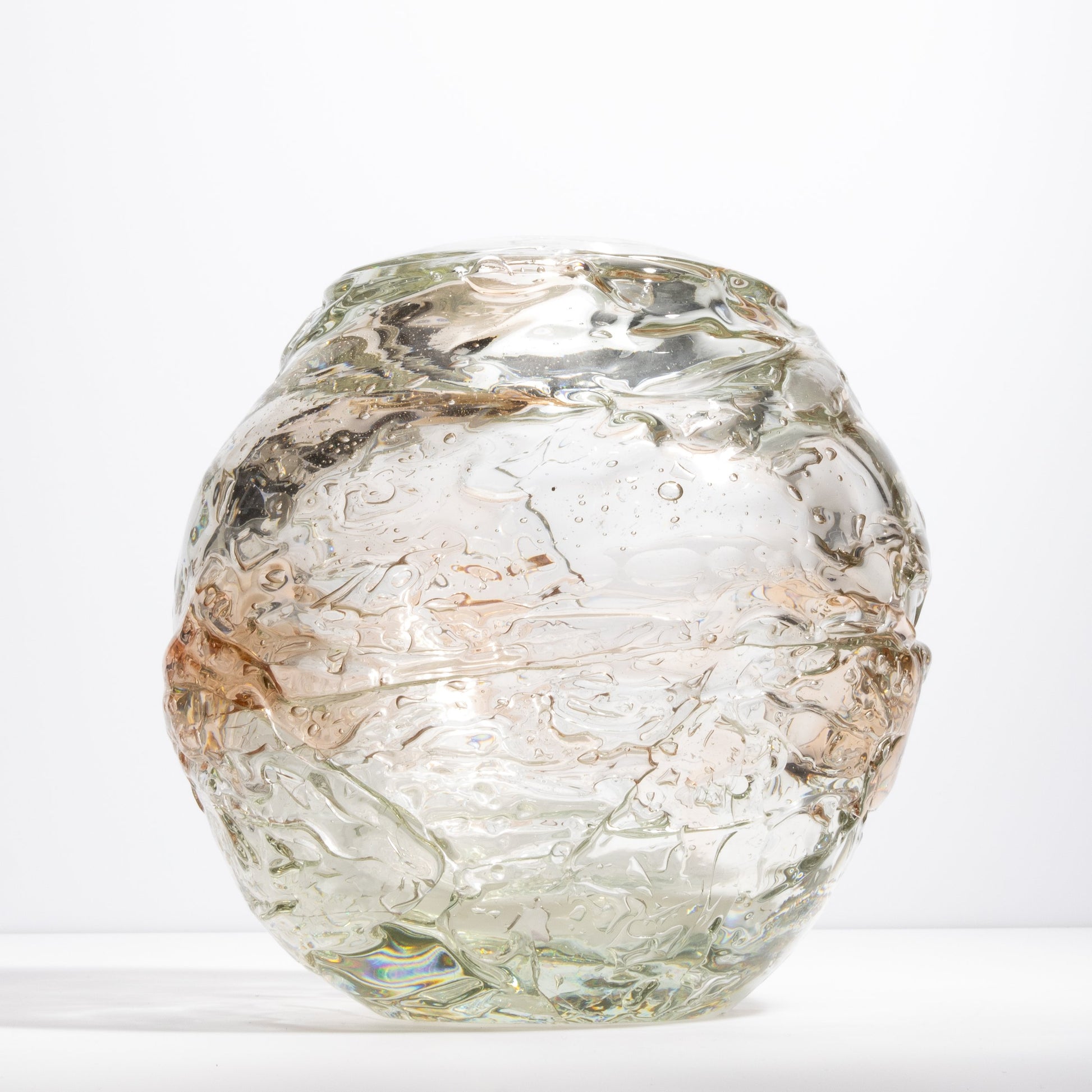 Murano Globe Vase in Clear with a Hint of Rose