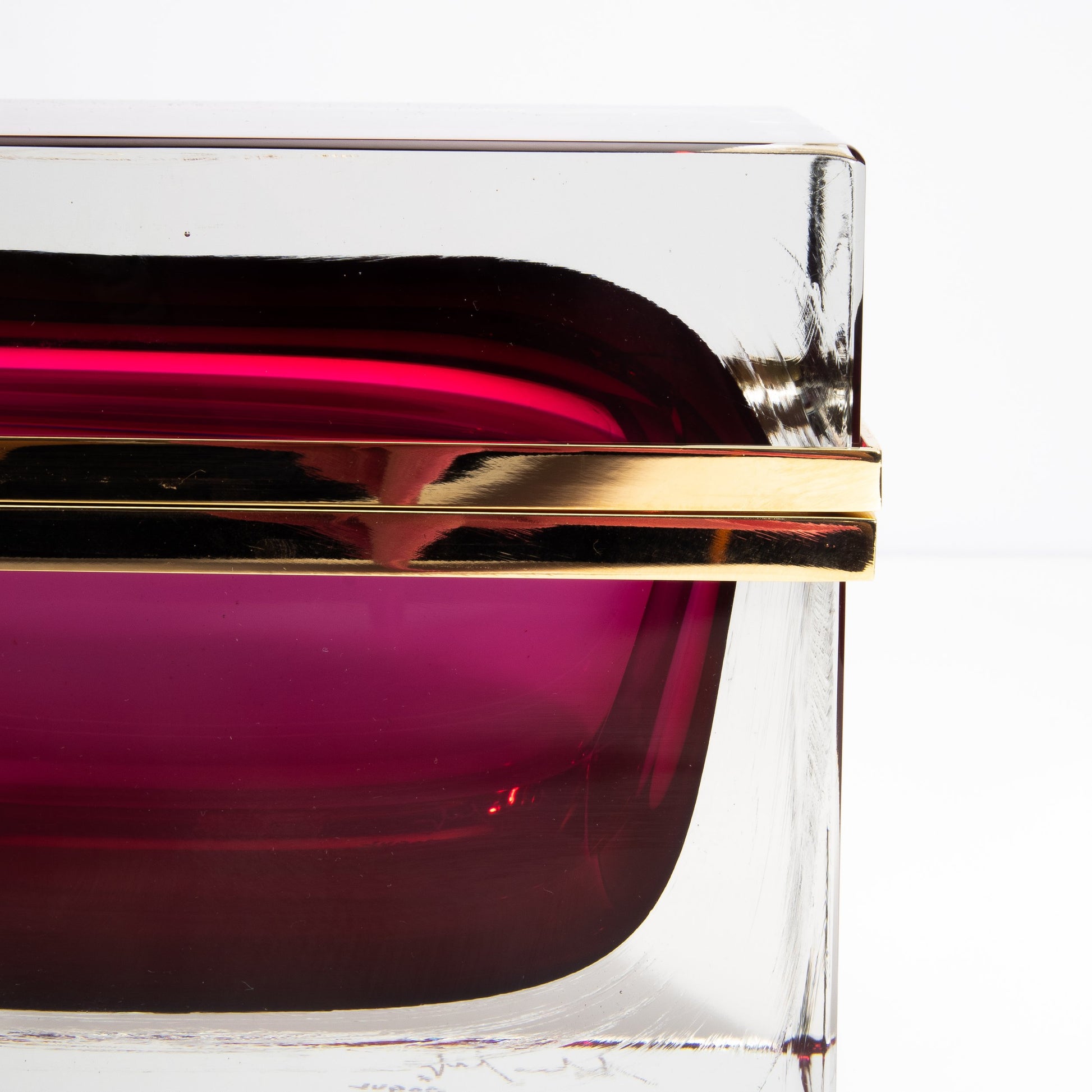 Murano Box with Brass Fittings in Ruby