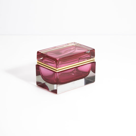 Murano Box with Brass Fittings in Ruby