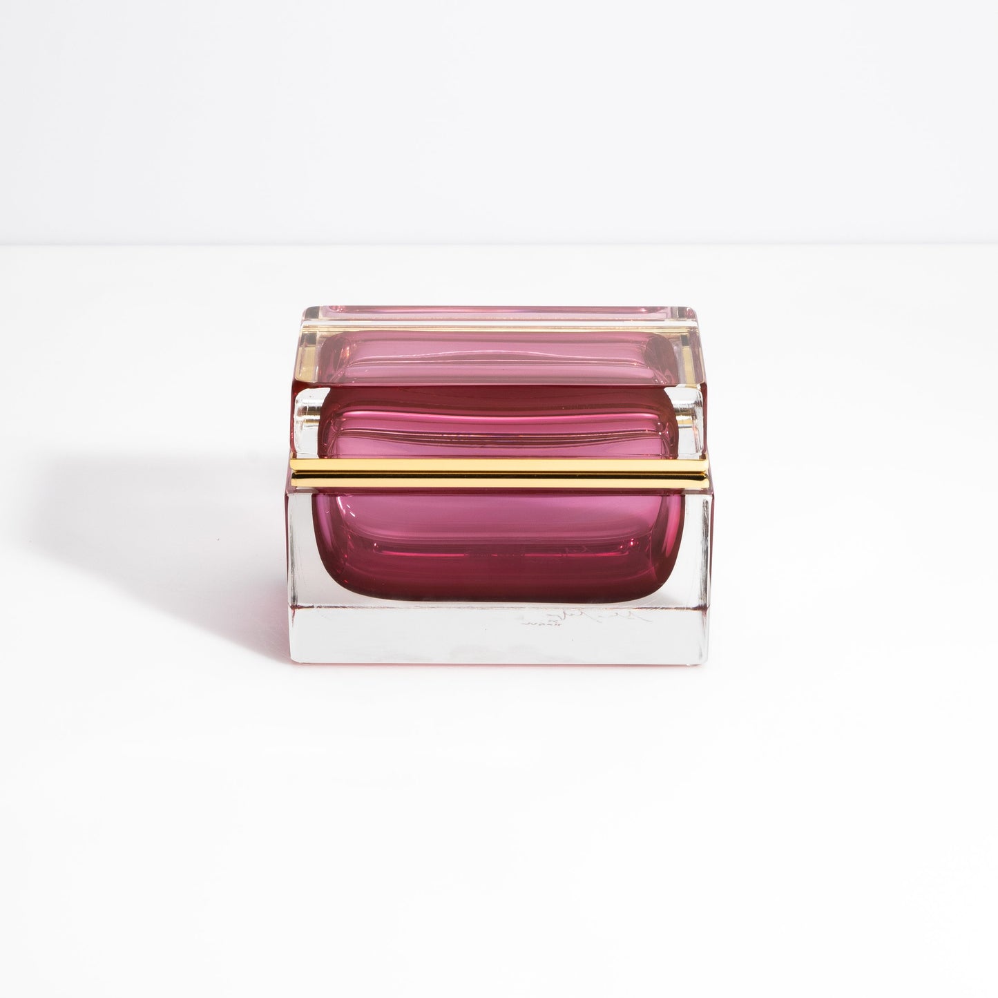 Murano Box with Brass Fittings in Ruby