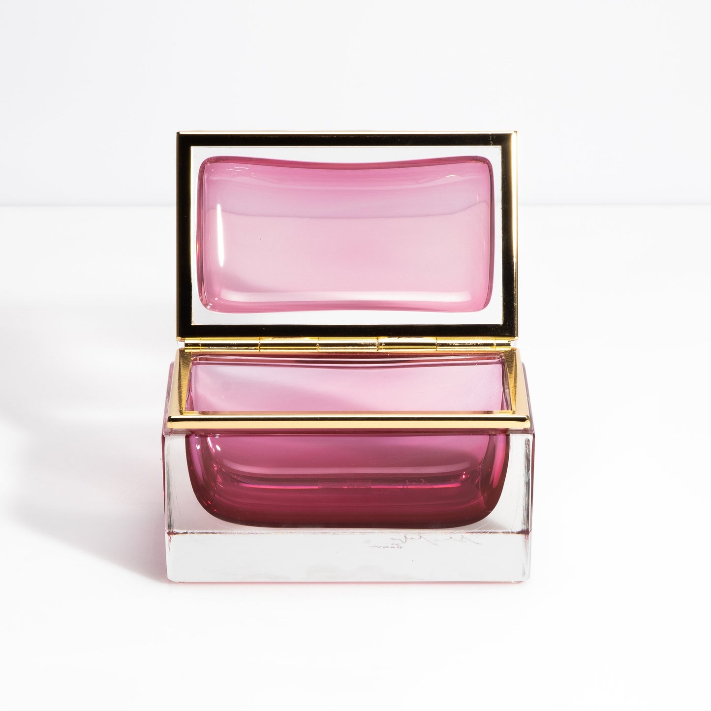 Murano Box with Brass Fittings in Ruby
