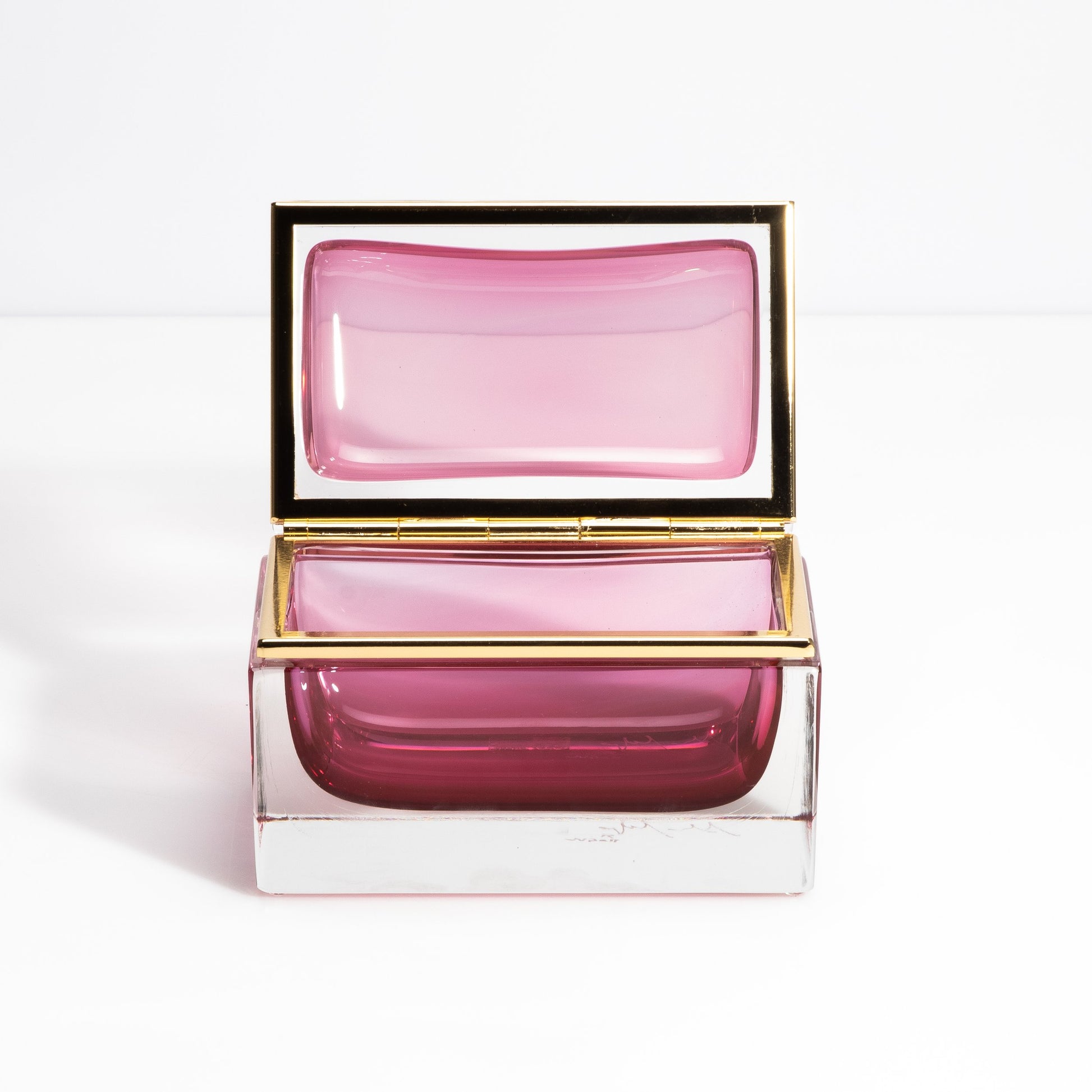 Murano Box with Brass Fittings in Ruby