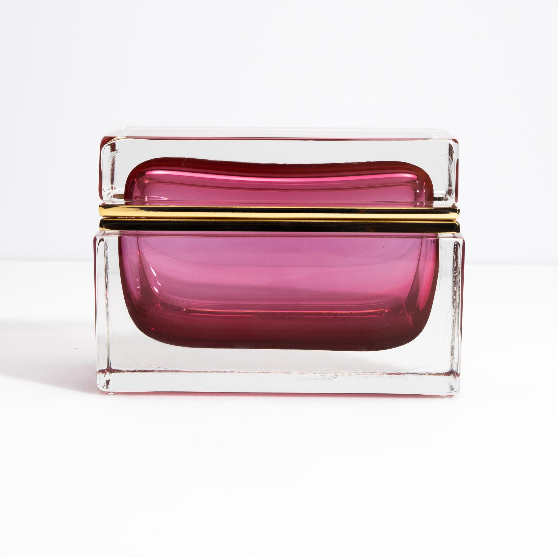 Murano Box with Brass Fittings in Ruby