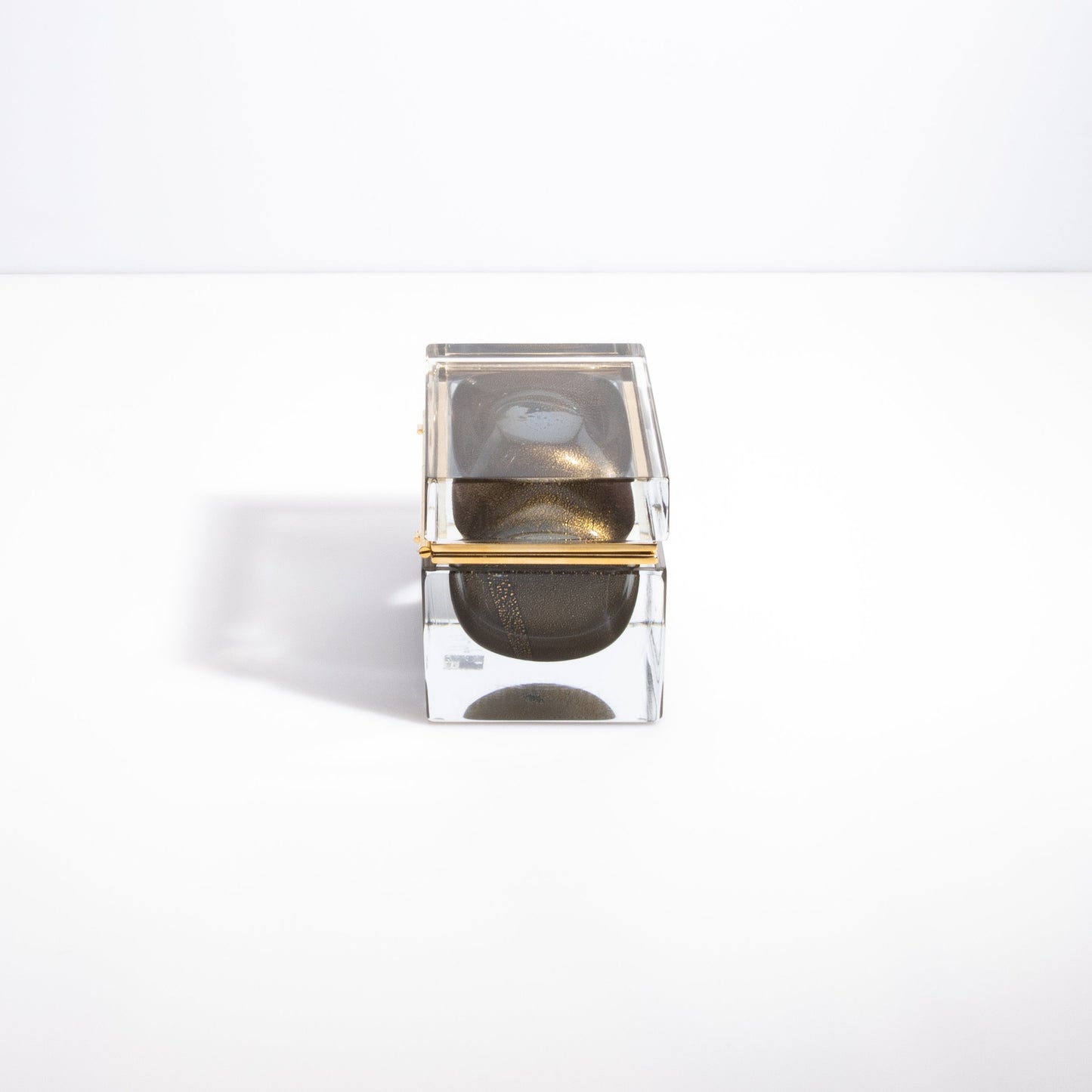 Murano Box with Brass Fittings in Grey with 24-Karat Gold Flecks
