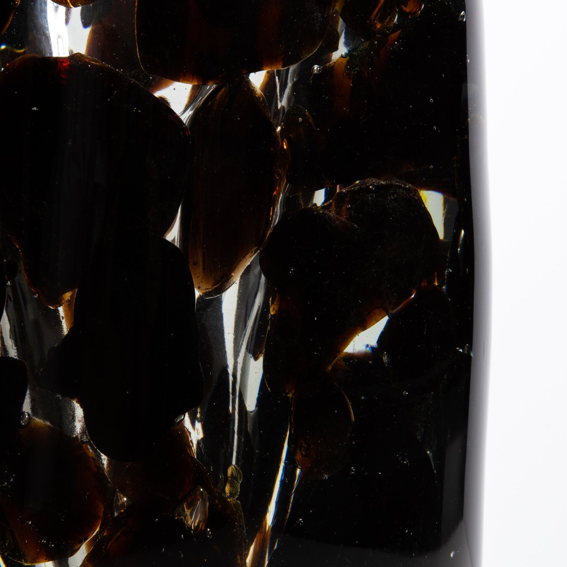 Murano Pollol Vase in Onyx Black and Dark Amber