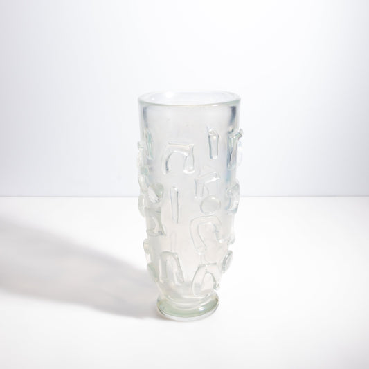 Murano Studded Vase in Frosted Clear