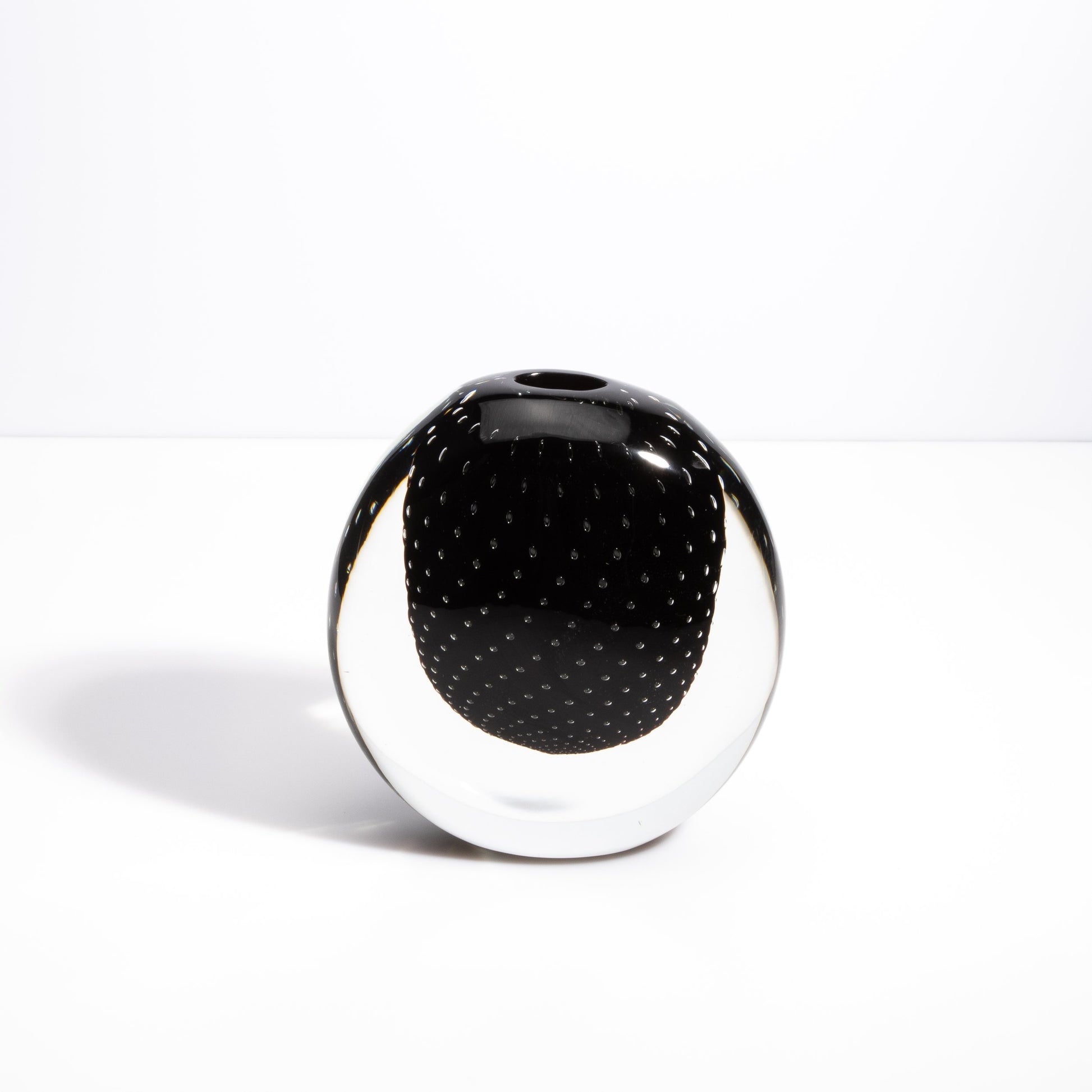 Murano Pois Vase with Bubbles in Black Onyx