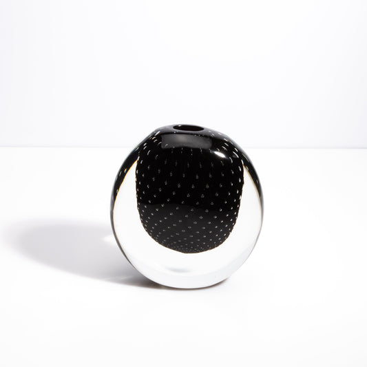 Murano Pois Vase with Bubbles in Black Onyx