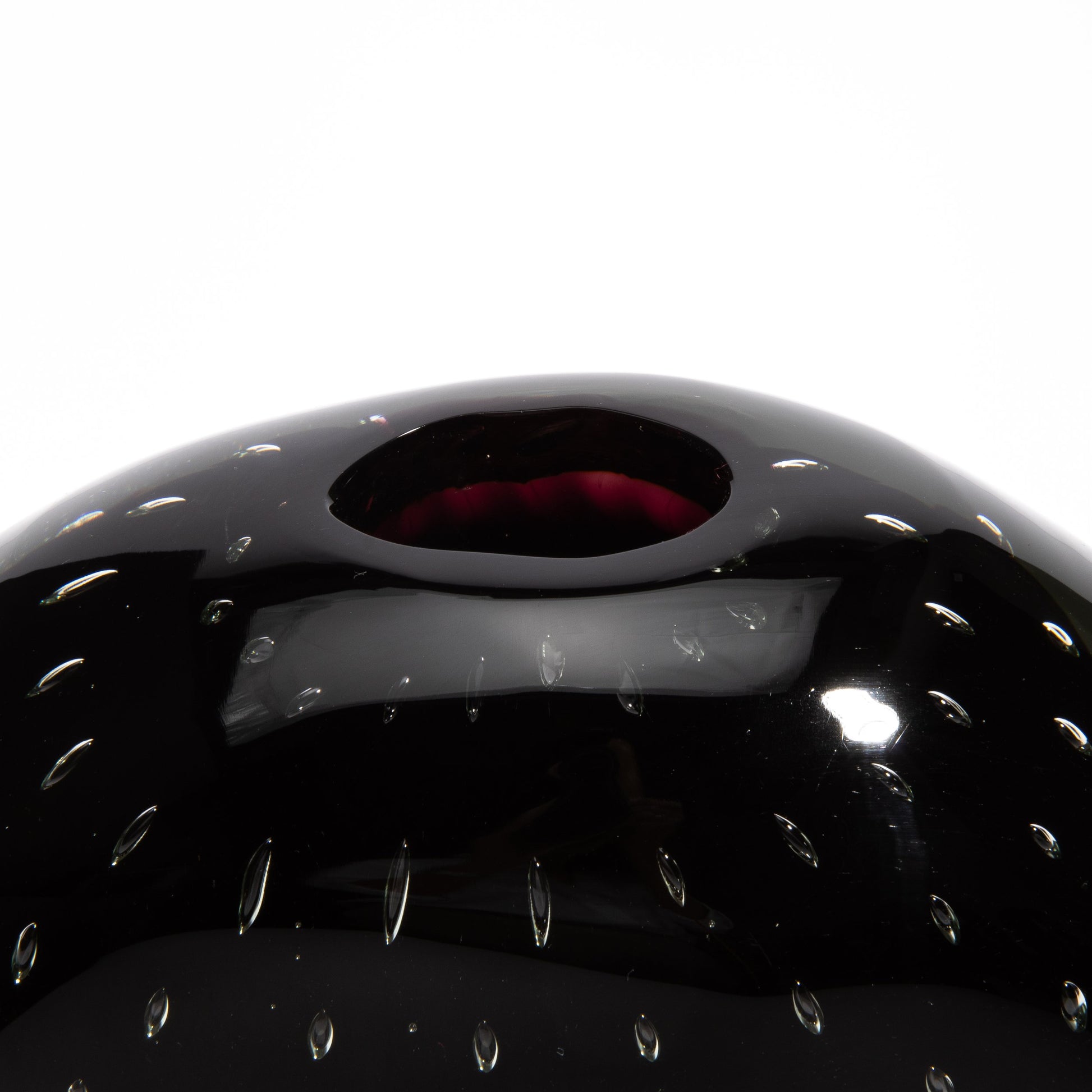 Murano Pois Vase with Bubbles in Black Onyx