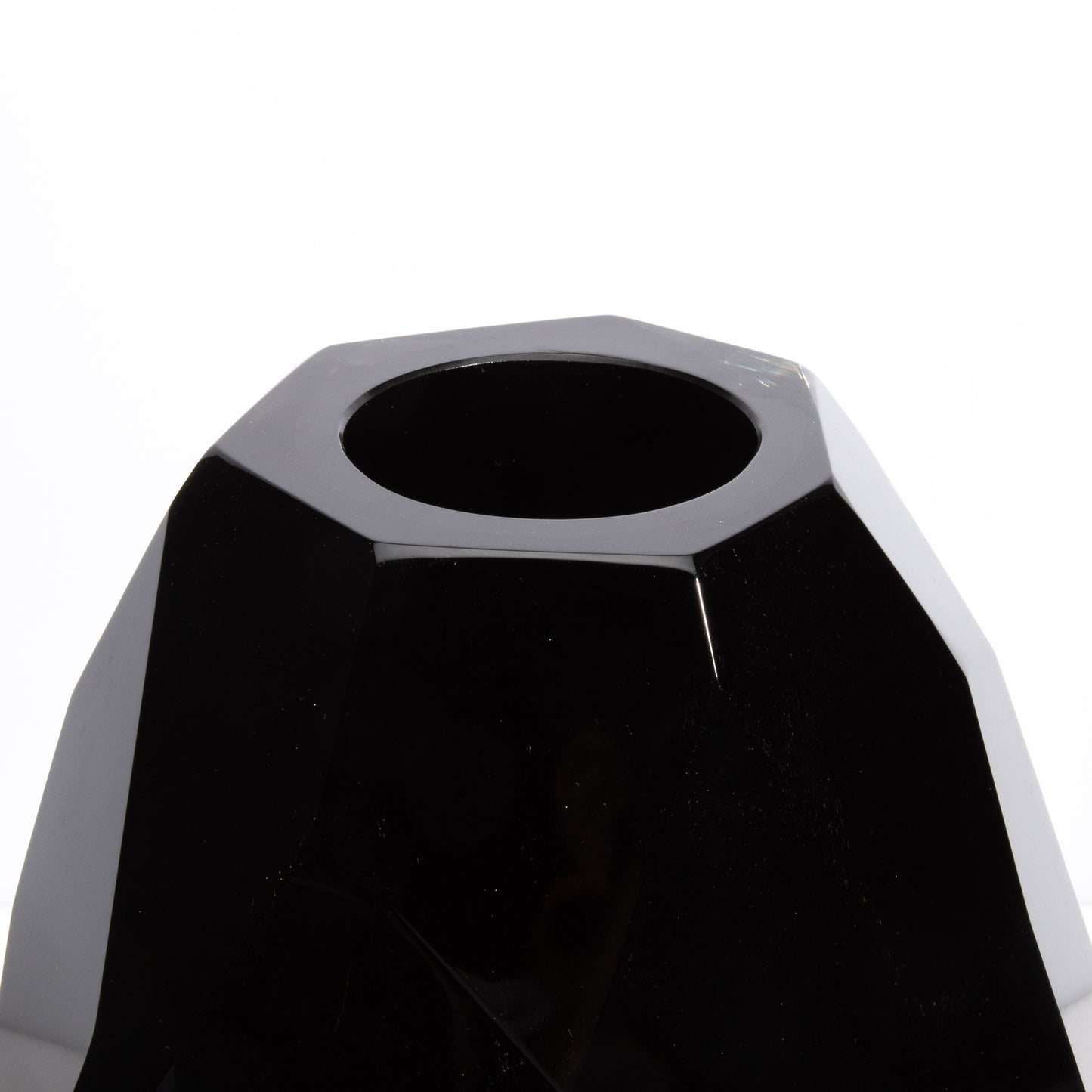 Set of 3 Murano Faceted Vases in Onyx Black