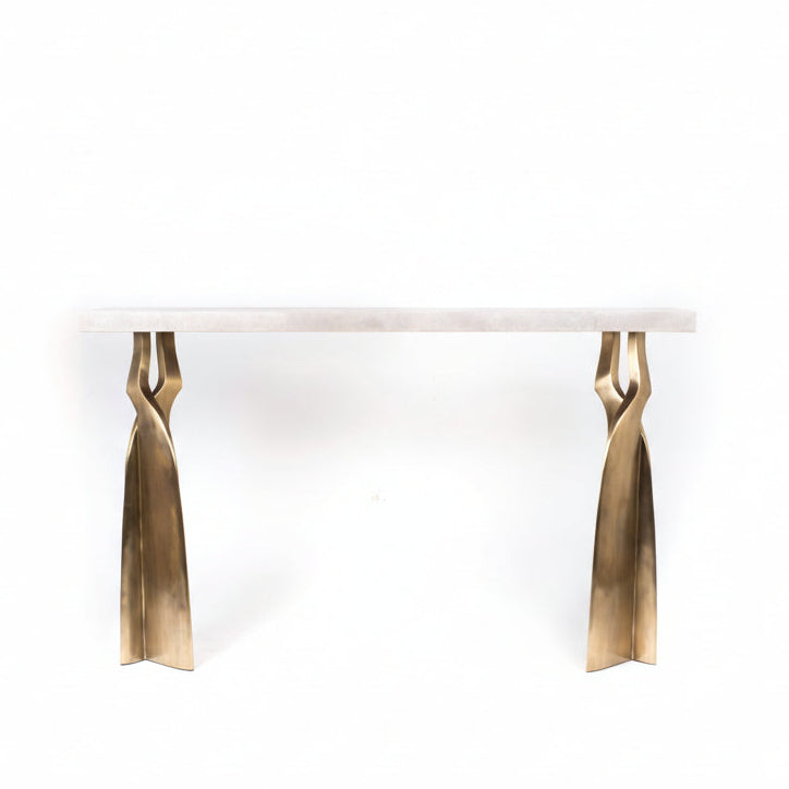 Chital Console in Shagreen and Bronze Patina Brass by Kifu Paris