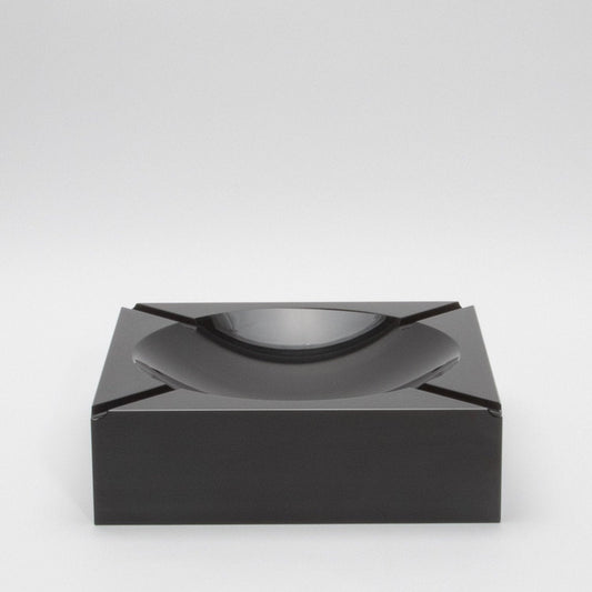 Black Crystal Cigar Ashtray by KA Glass