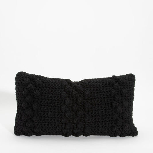 Black Macrame Kidney Pillow