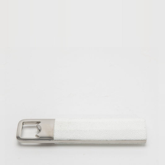 Bottle Opener in White Shagreen with Stainless Steel by KIFU Paris