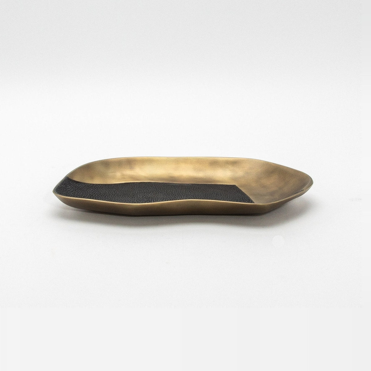 Bowl in Bronze Patina Brass with Black Shagreen Details by KIFU Paris