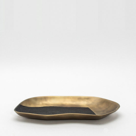 Bowl in Bronze Patina Brass with Black Shagreen Details by KIFU Paris
