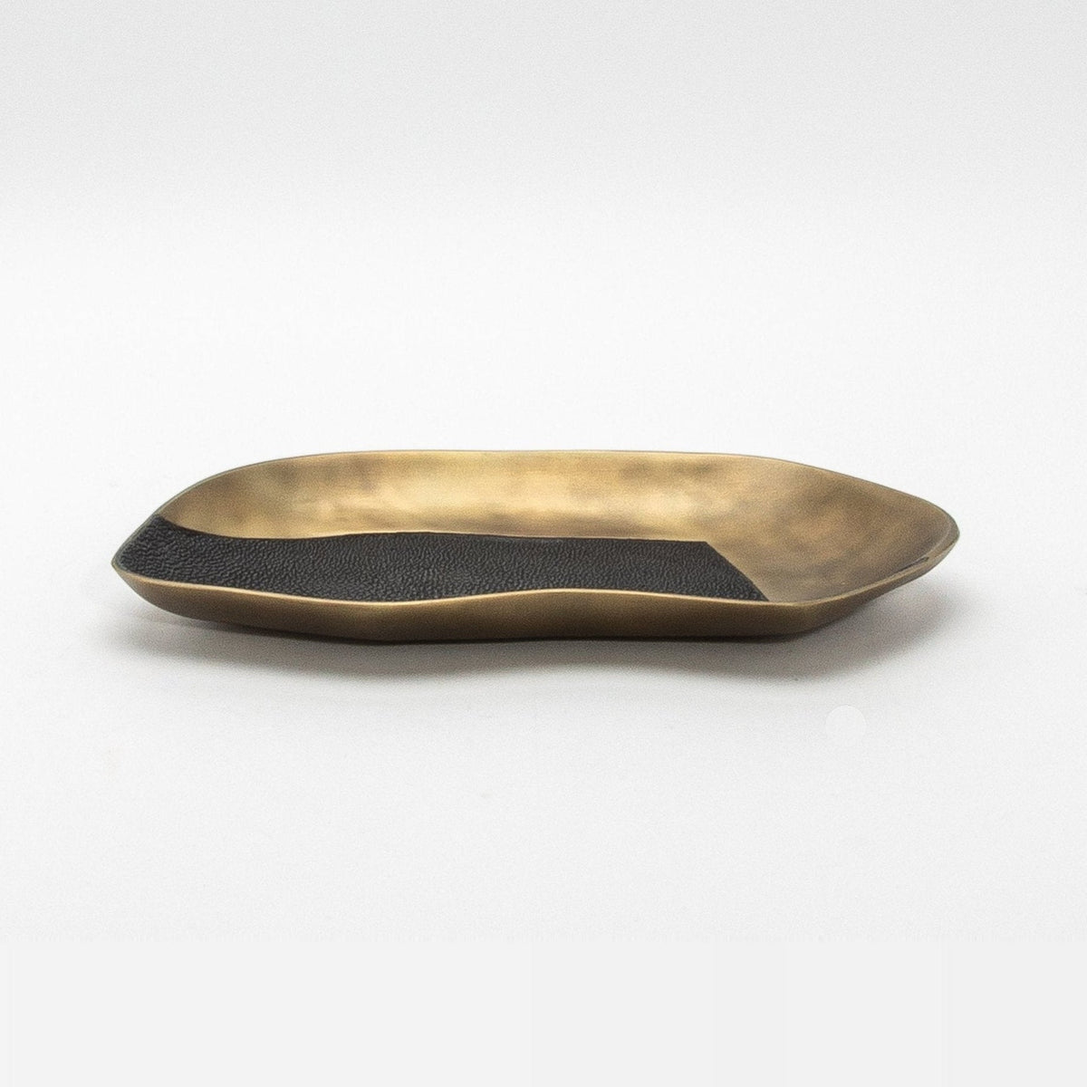 Bowl in Bronze Patina Brass with Black Shagreen Details by KIFU Paris