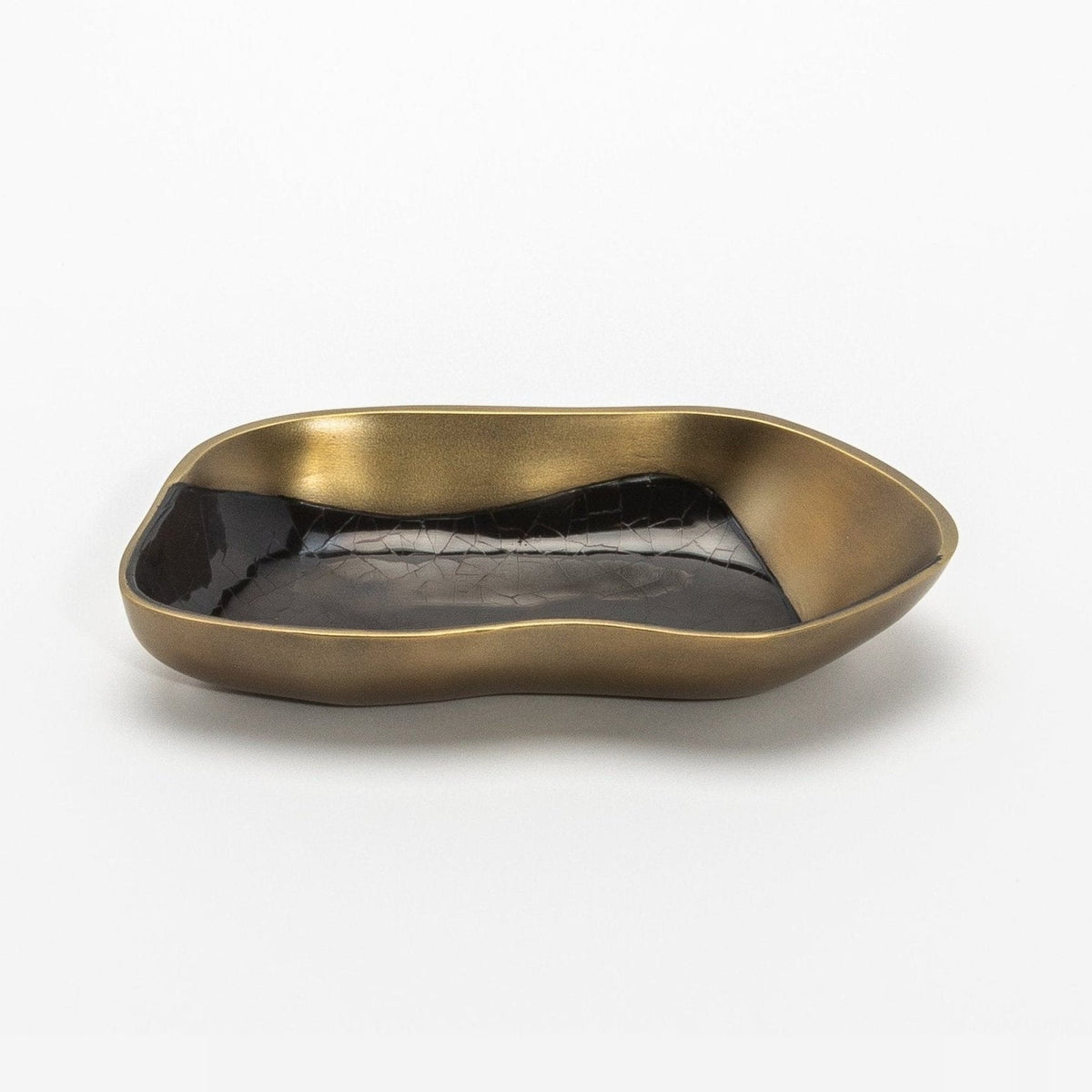 Bowl in Bronze Patina Brass with Black Shell Details by KIFU Paris