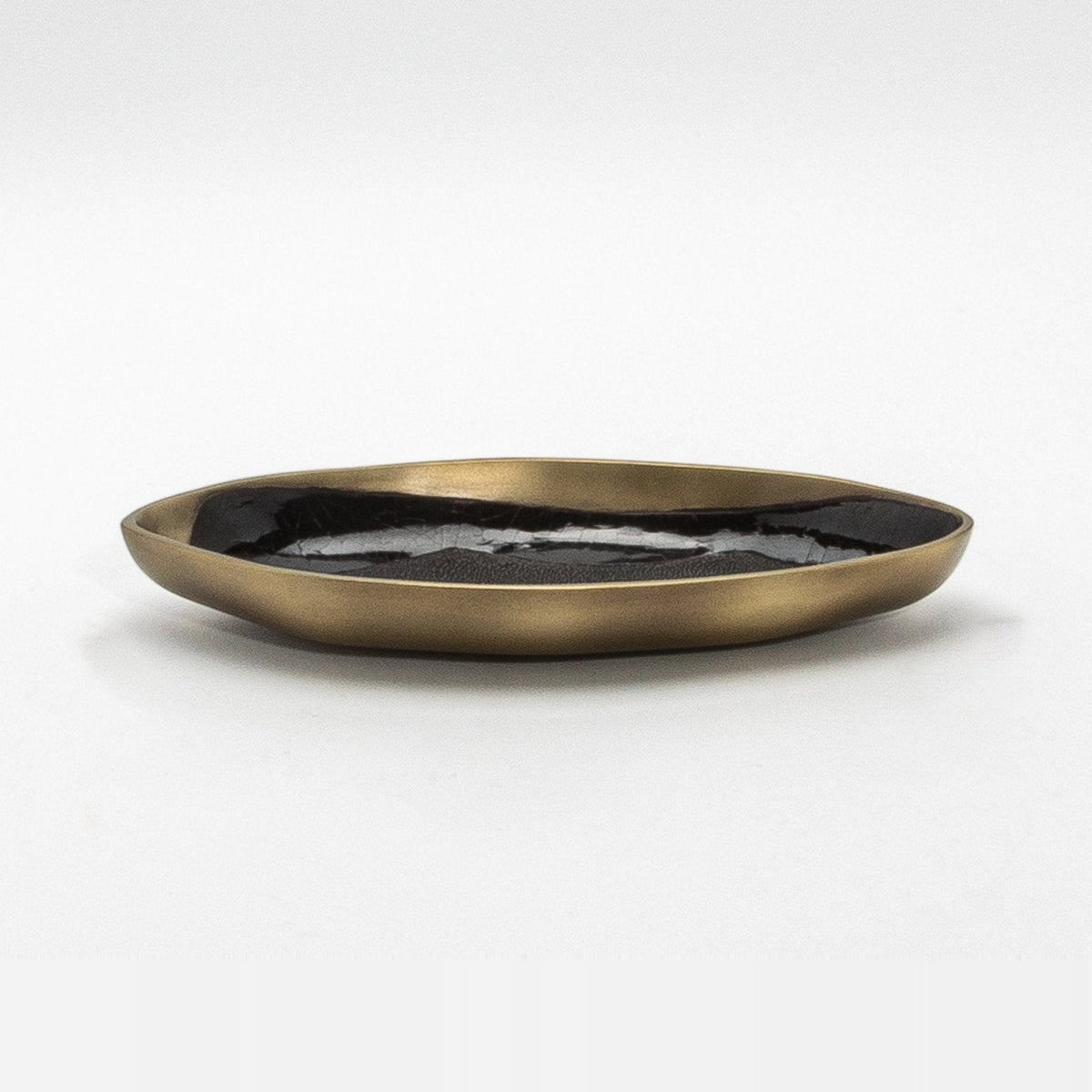 Bowl in Bronze Patina Brass with Black Shell Details by KIFU Paris
