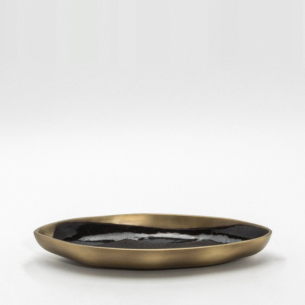 Bowl in Bronze Patina Brass with Black Shell Details by KIFU Paris