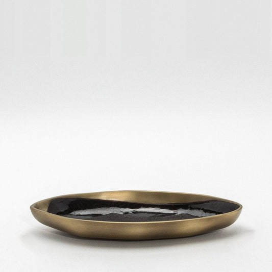 Bowl in Bronze Patina Brass with Black Shell Details by KIFU Paris