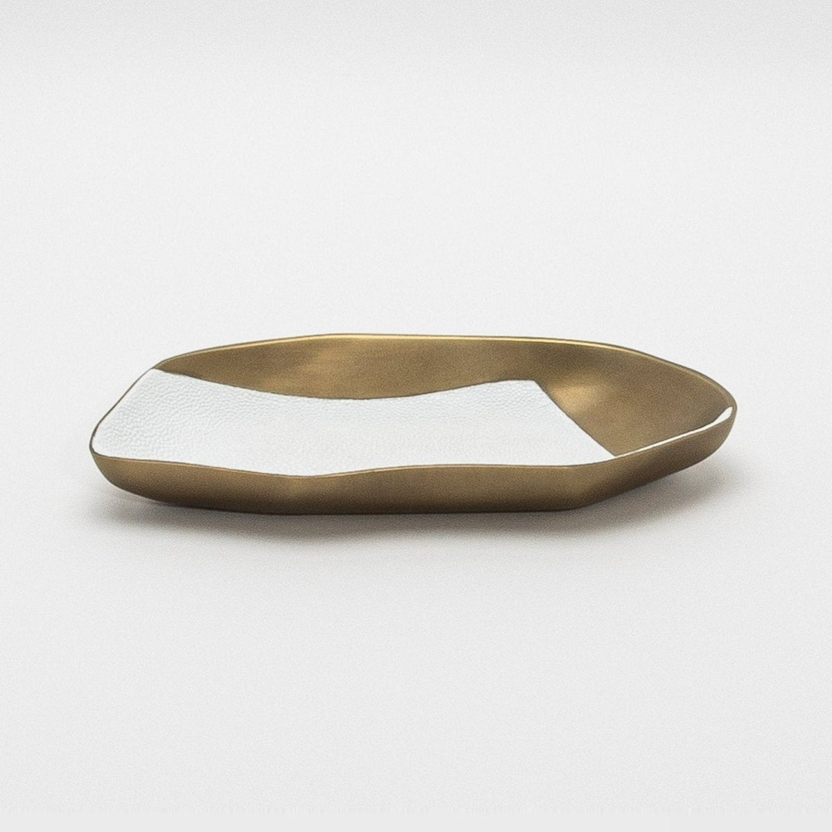 Bowl in Bronze Patina Brass with White Shagreen Details by KIFU Paris