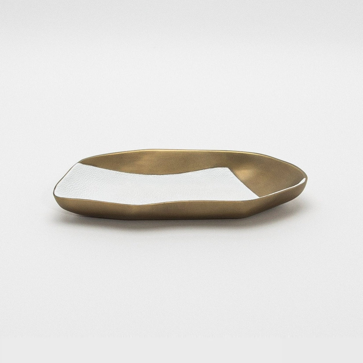 Bowl in Bronze Patina Brass with White Shagreen Details by KIFU Paris