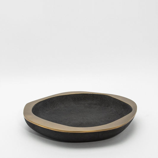 Bowl in Shagreen and Bronze Patina Brass by R&Y Augousti