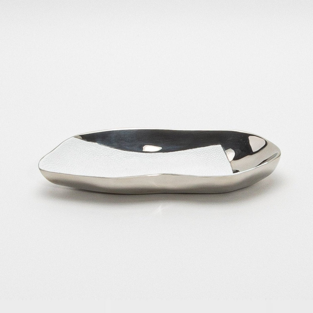Bowl in Stainless Steel with White Shagreen Details by KIFU Paris