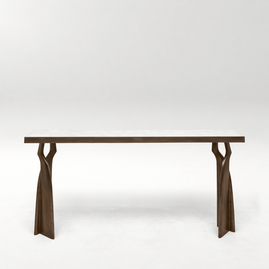 Chital Console in Quartz and Bronze Patina Brass by Kifu Paris